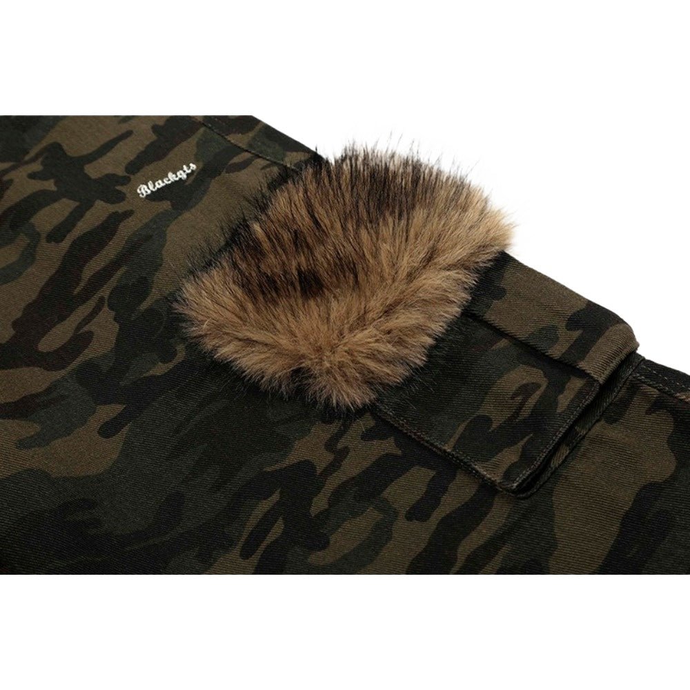 Faux Fur Accented Camouflage Cargo Pants - Thrashink