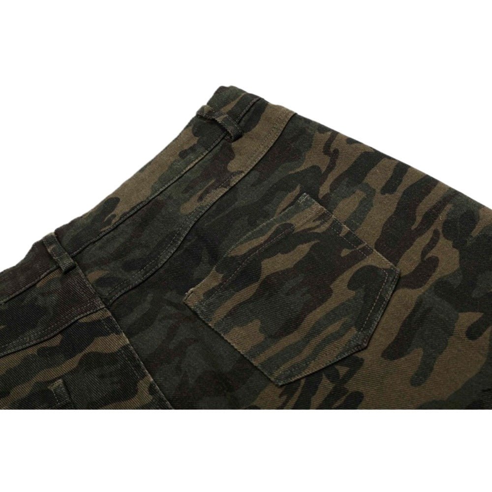 Faux Fur Accented Camouflage Cargo Pants - Thrashink