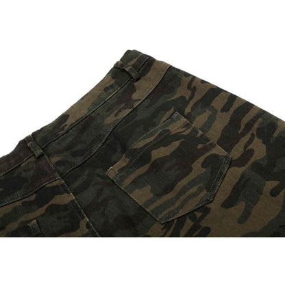 Faux Fur Accented Camouflage Cargo Pants - Thrashink