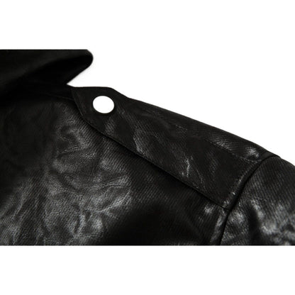 Faux Fur Trimmed Leather Hooded Padded Jacket - Thrashink