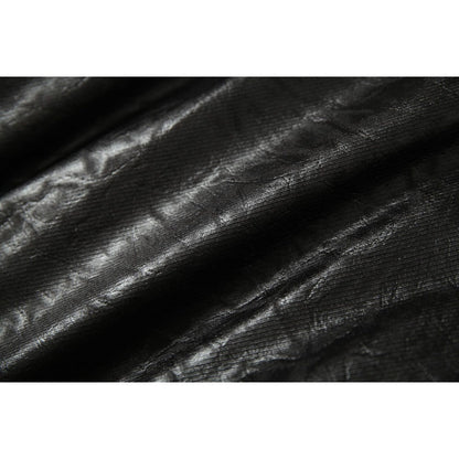 Faux Fur Trimmed Leather Hooded Padded Jacket - Thrashink