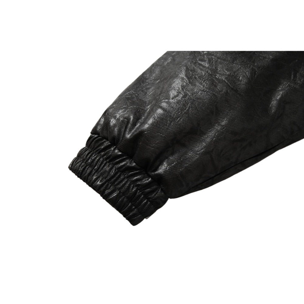 Faux Fur Trimmed Leather Hooded Padded Jacket - Thrashink