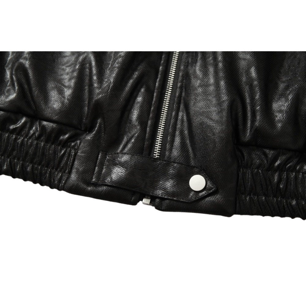Faux Fur Trimmed Leather Hooded Padded Jacket - Thrashink