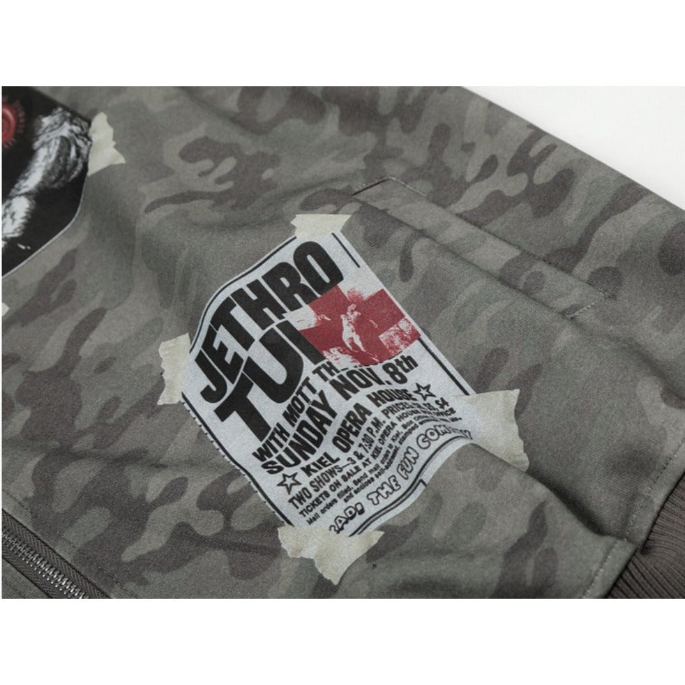 Camo Patchwork Zip-Up Hoodie