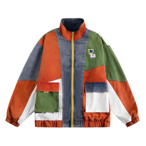 90s Retro Colorblock Patchwork Track Jacket