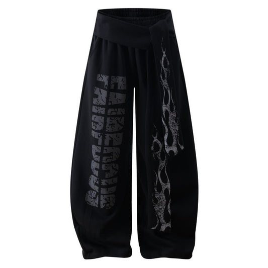 Flame Belted Baggy Pants - Thrashink