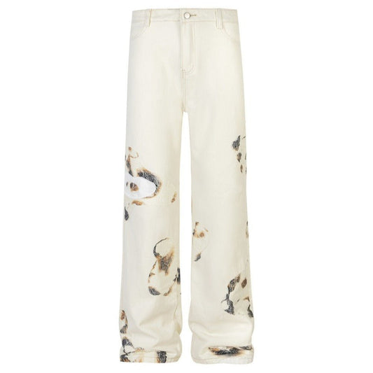 Flame Lace Patch High - Street Baggy Jeans - Thrashink