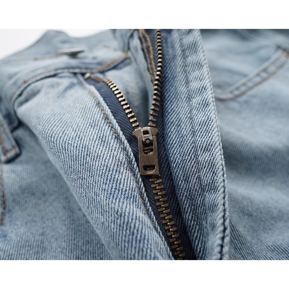 Flame Patchwork Hem Frayed Jeans - Thrashink