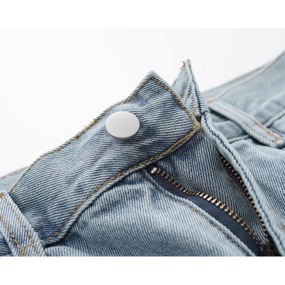 Flame Patchwork Hem Frayed Jeans - Thrashink