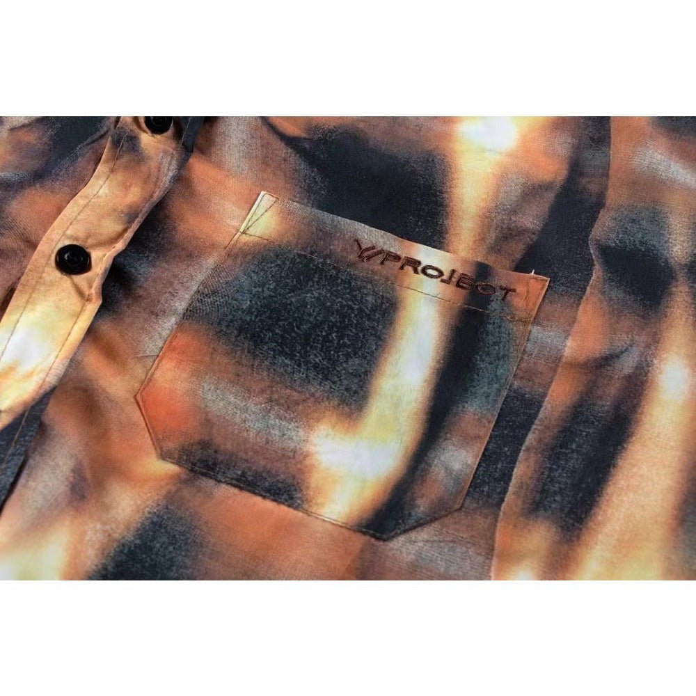 Flame Printed Checkered Shirt - Thrashink
