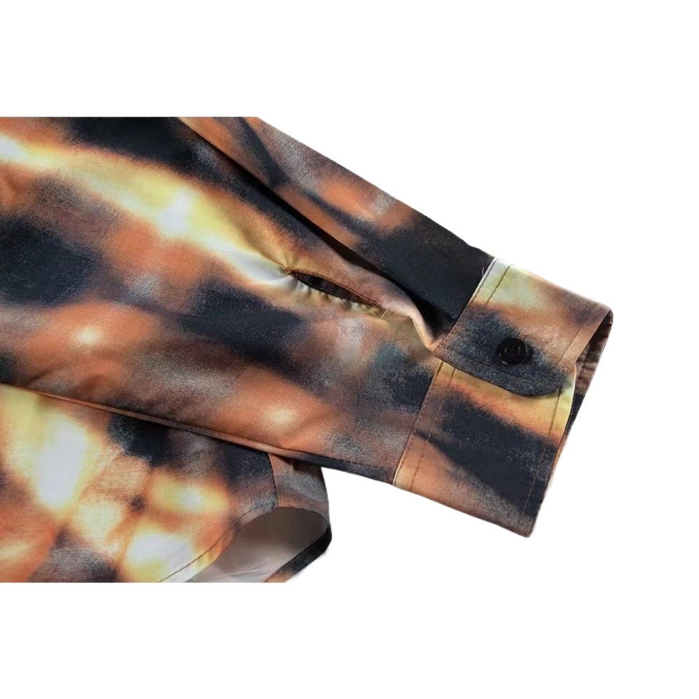 Flame Printed Checkered Shirt - Thrashink