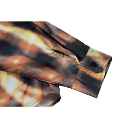 Flame Printed Checkered Shirt - Thrashink