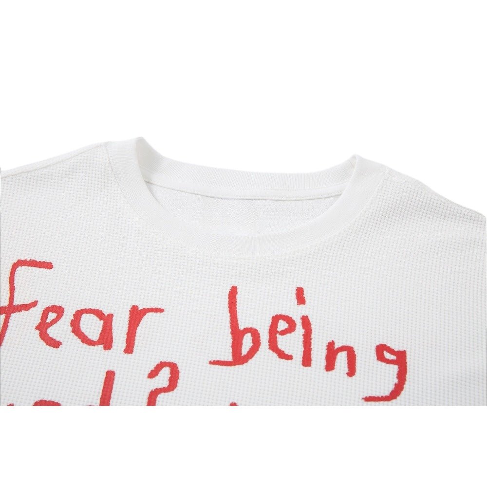 Flame Shaped Text Printed Long Sleeved T-Shirt - Thrashink