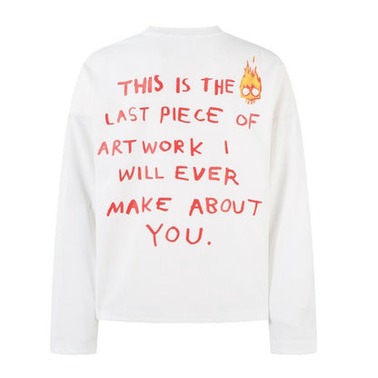 Flame Shaped Text Printed Long Sleeved T-Shirt - Thrashink