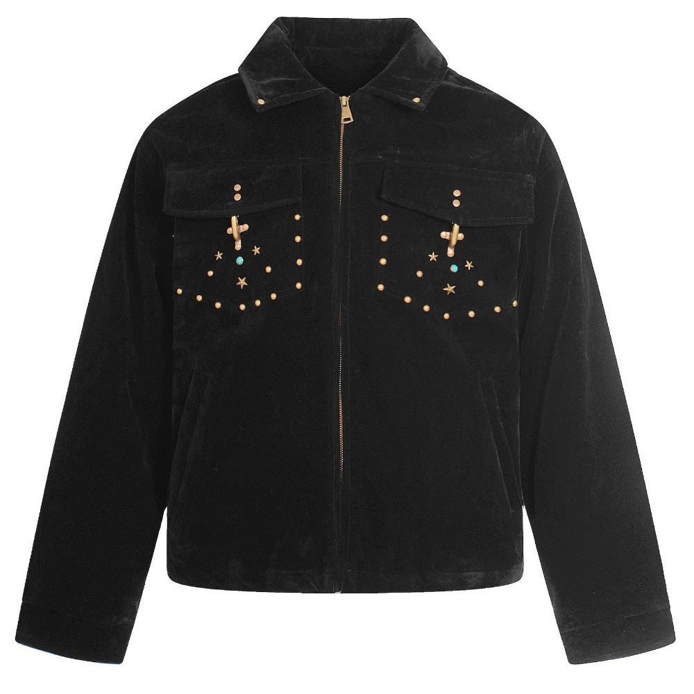 Flocked Rivet Short White Duck Down Jacket - Thrashink