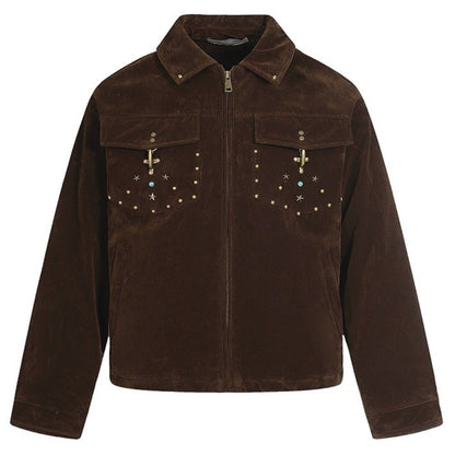 Flocked Rivet Short White Duck Down Jacket - Thrashink