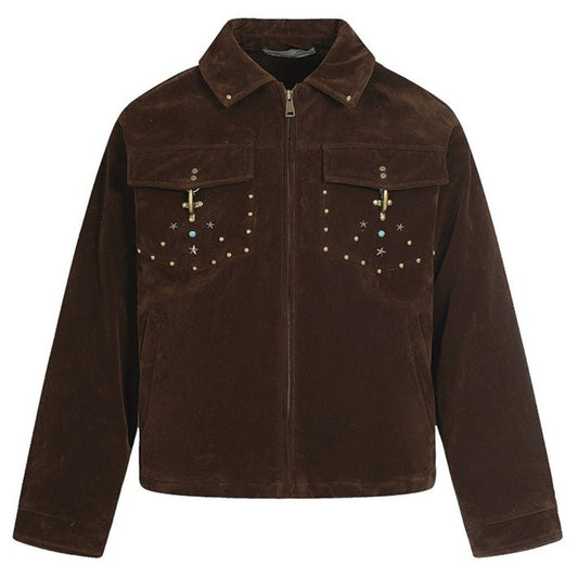 Flocked Rivet Short White Duck Down Jacket - Thrashink