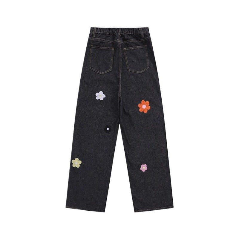 Floral Embroidered Jeans - Thrashink