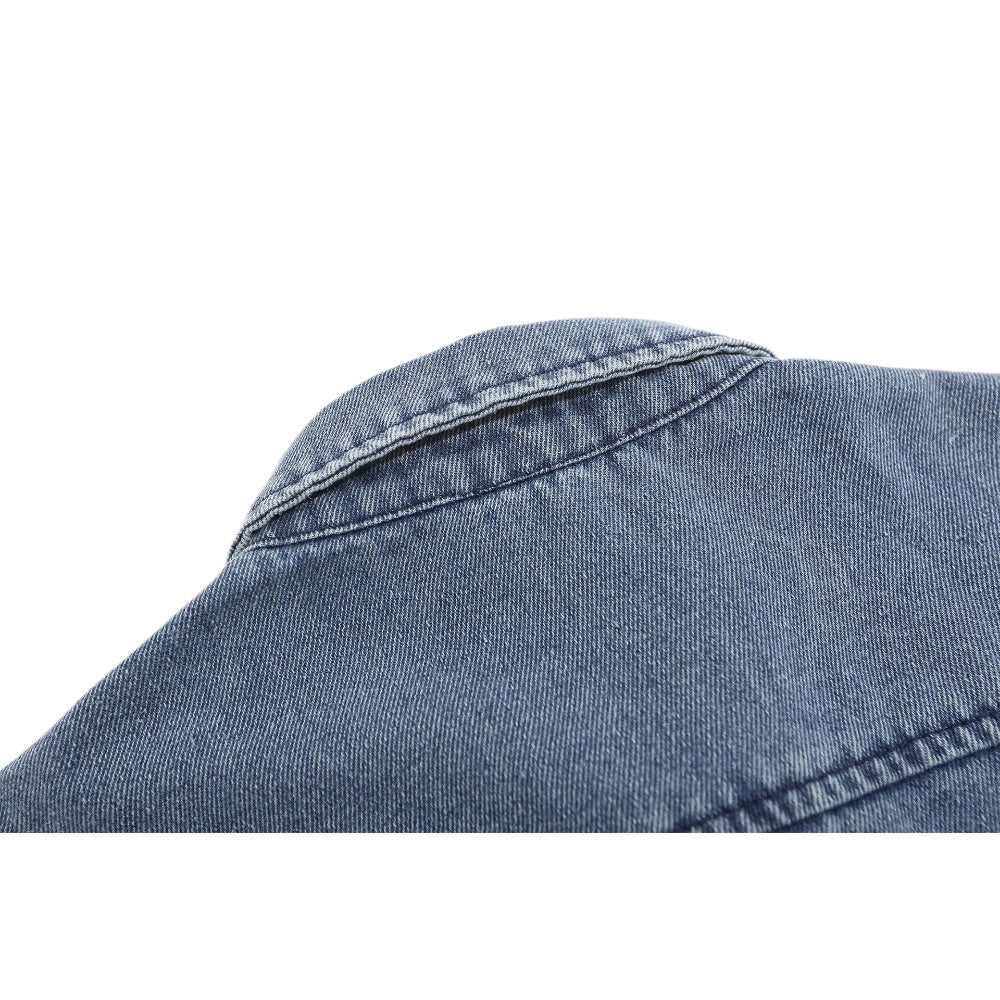 Floral Embroidery Printed Denim Shirt - Thrashink