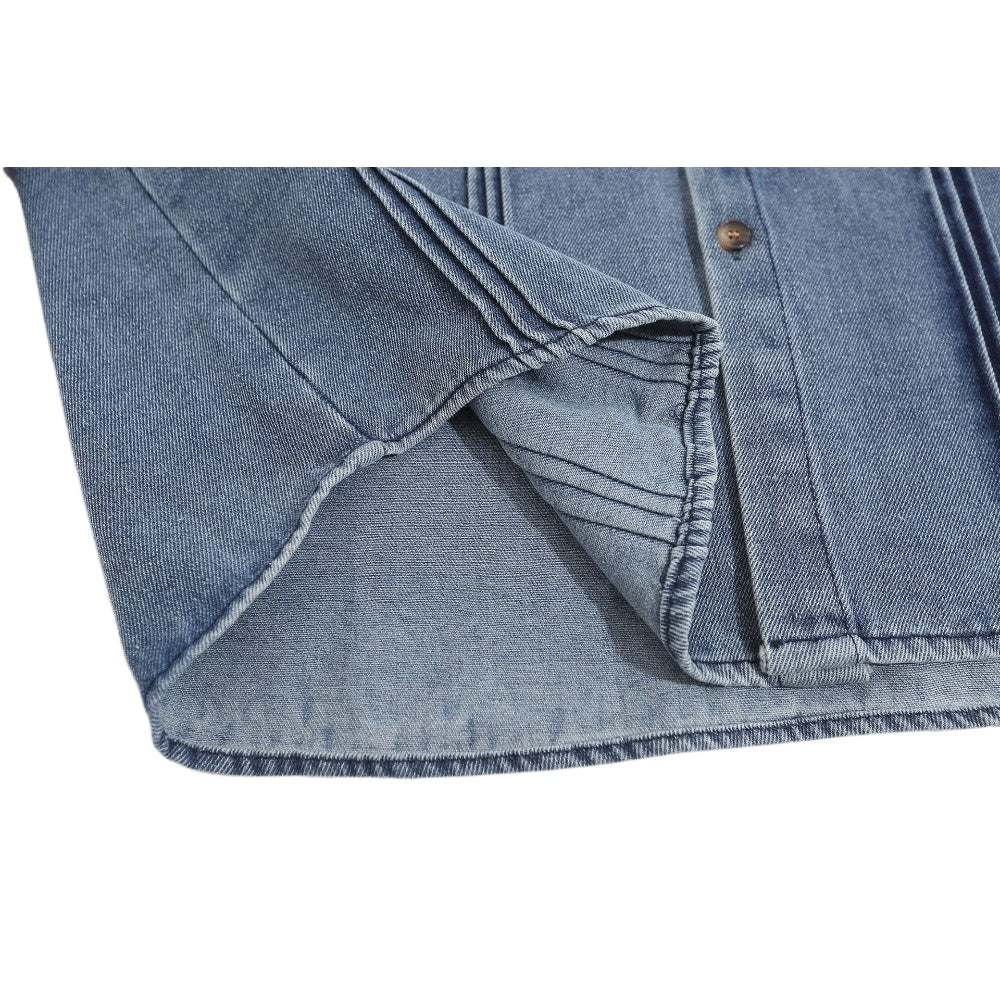 Floral Embroidery Printed Denim Shirt - Thrashink