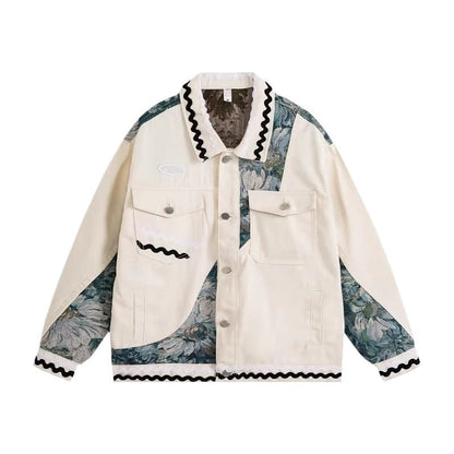 Flower Patchwork Cargo Jacket - Thrashink