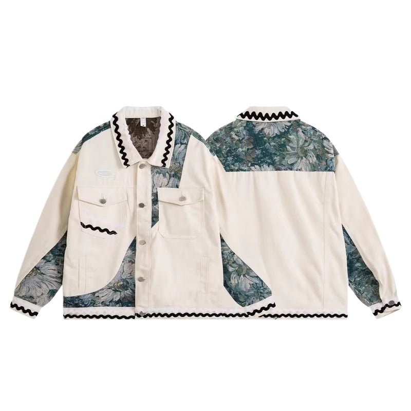 Flower Patchwork Cargo Jacket - Thrashink