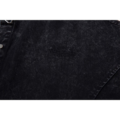 Frayed Rivet Denim Shirt - Thrashink