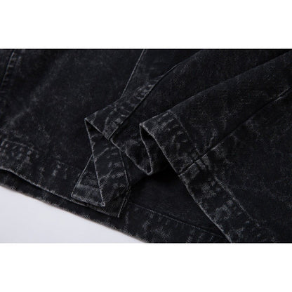 Frayed Rivet Denim Shirt - Thrashink