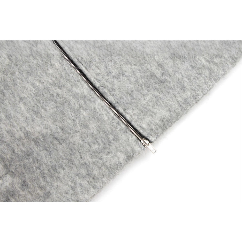 Fully Zip - up Hooded Mohair Short Wide Jacket - Thrashink