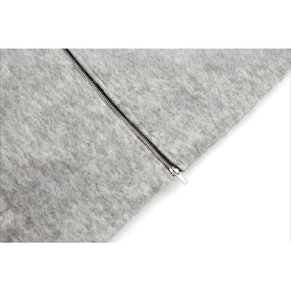 Fully Zip - up Hooded Mohair Short Wide Jacket - Thrashink