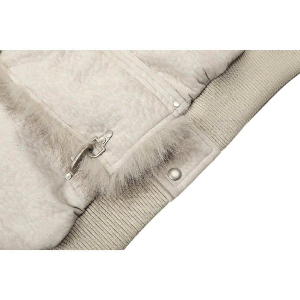 Fur Collar Toggle Shearling Bomber Jacket - Thrashink