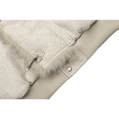Fur Collar Toggle Shearling Bomber Jacket - Thrashink