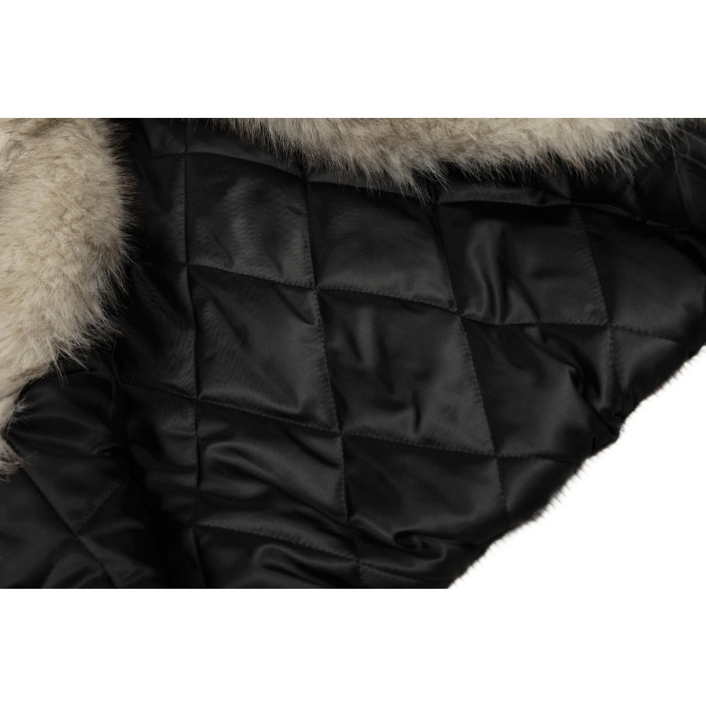 Fur Collar Toggle Shearling Bomber Jacket - Thrashink