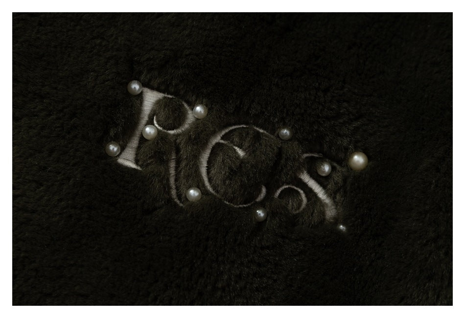 Fuzzy Beaded Comic Patch Collarless Padded Jacket - Thrashink