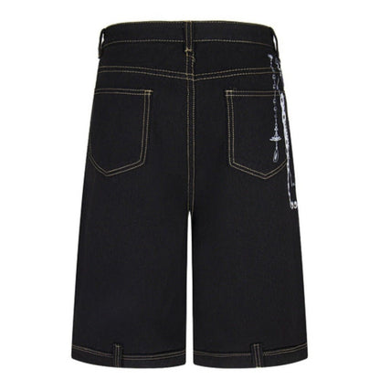 Gem - Pearl Chain & Poker Denim Capri Pants - Thrashink