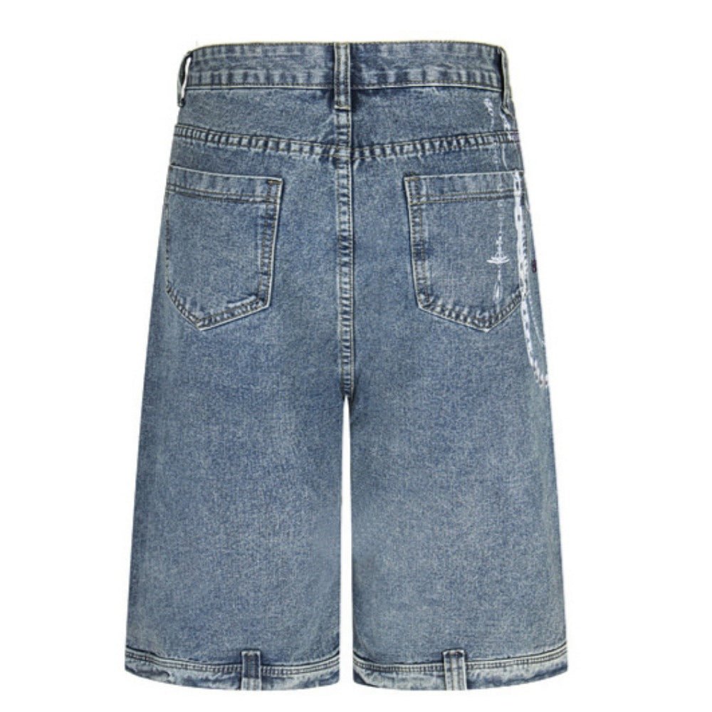 Gem - Pearl Chain & Poker Denim Capri Pants - Thrashink