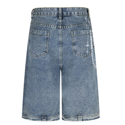 Gem - Pearl Chain & Poker Denim Capri Pants - Thrashink