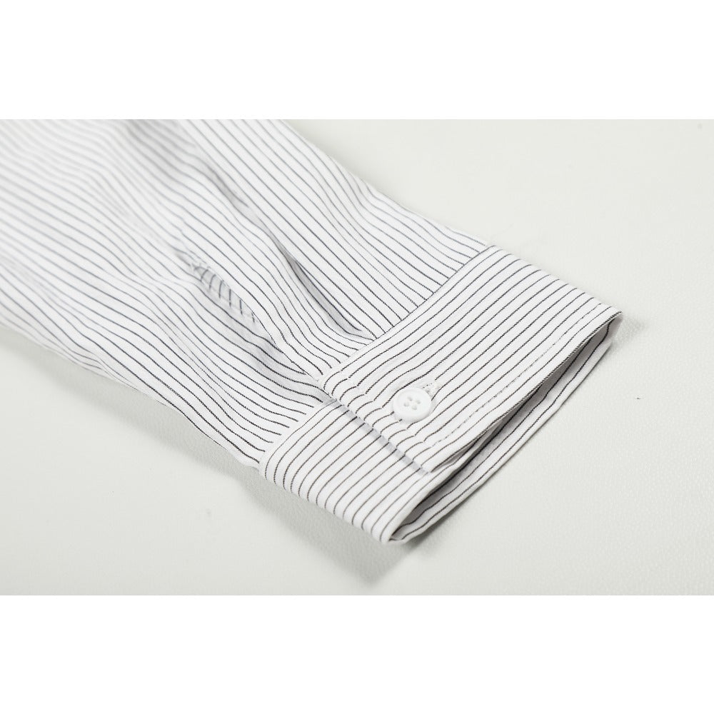 Geometric Contrast Patchwork Striped Shirt - Thrashink