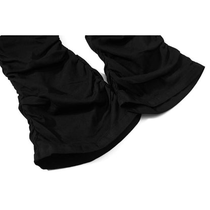 Goth Punk Faux Leather Patchwork Flared Pants - Thrashink