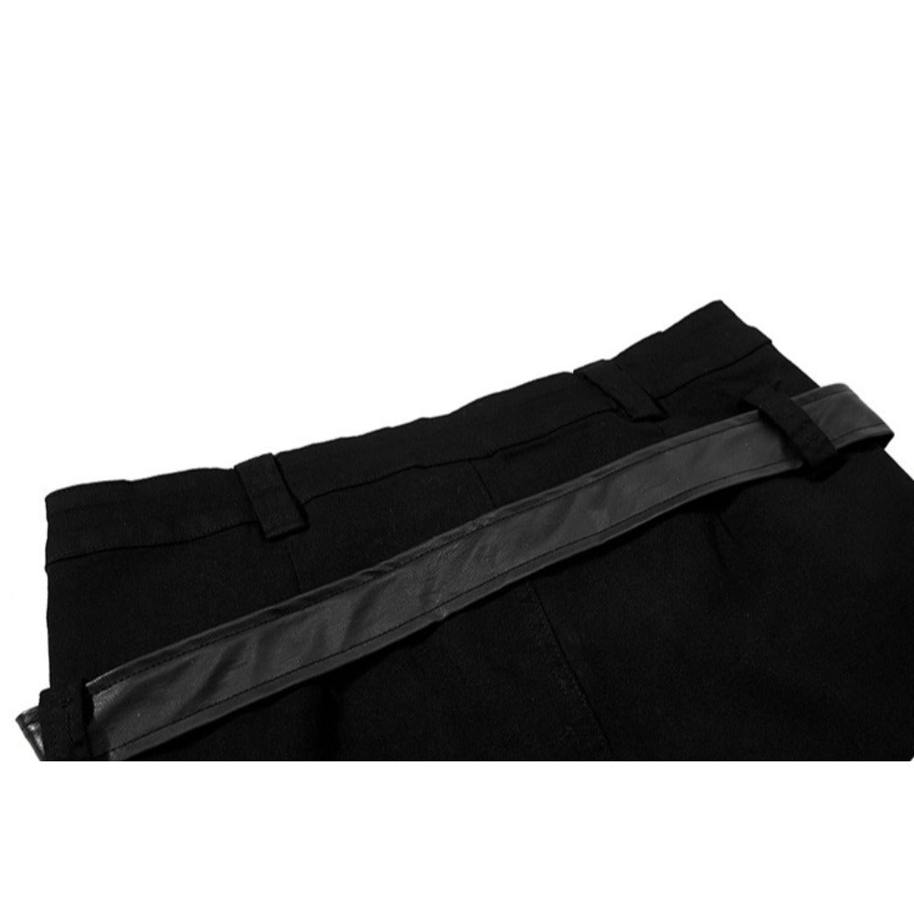 Goth Punk Faux Leather Patchwork Flared Pants - Thrashink