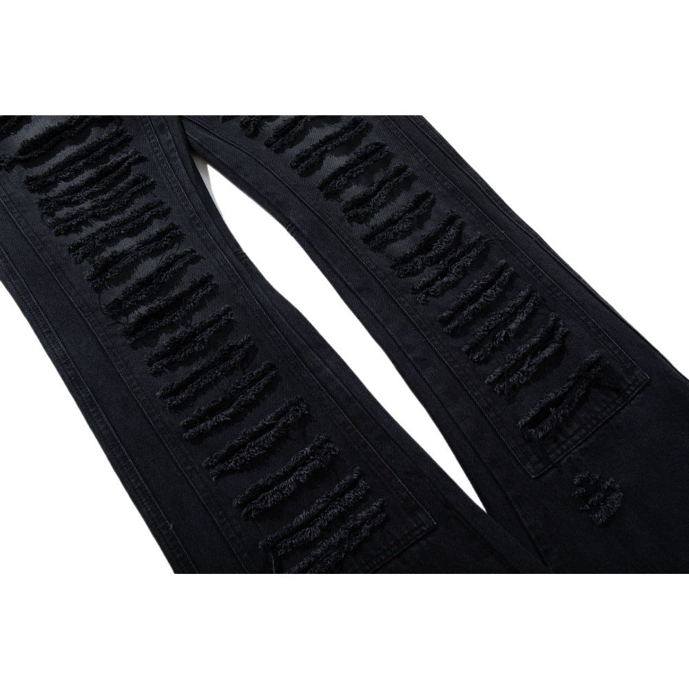 Goth - Punk Shredded Flare Jeans - Thrashink