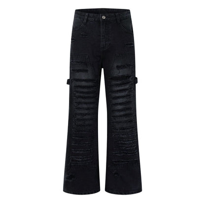 Goth - Punk Shredded Flare Jeans - Thrashink