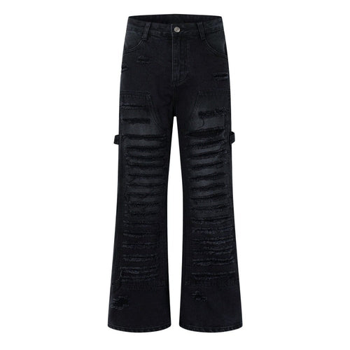 Goth - Punk Shredded Flare Jeans - Thrashink