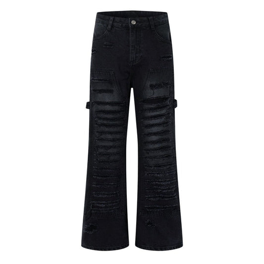 Goth - Punk Shredded Flare Jeans - Thrashink