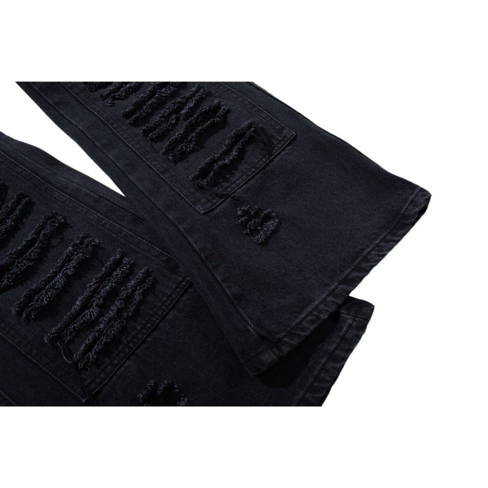 Goth - Punk Shredded Flare Jeans - Thrashink