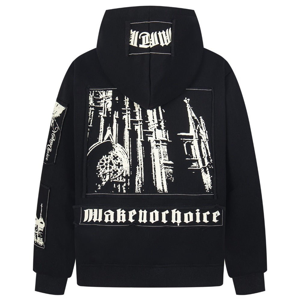 Gothic Angel Cathedral Zip - Up Hoodie - Thrashink