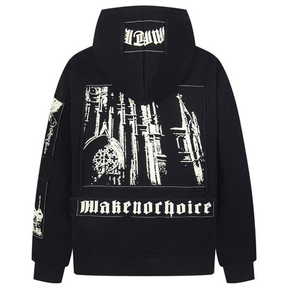 Gothic Angel Cathedral Zip - Up Hoodie - Thrashink