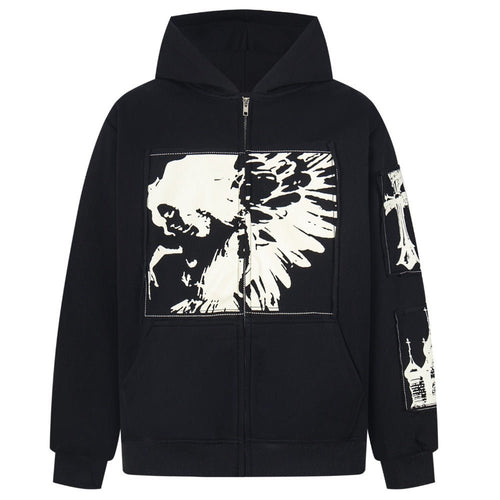 Gothic Angel Cathedral Zip - Up Hoodie - Thrashink