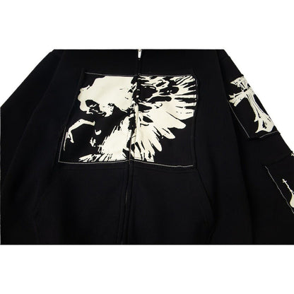 Gothic Angel Cathedral Zip - Up Hoodie - Thrashink