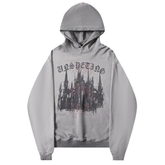 Gothic Castle Print Hoodie - Thrashink